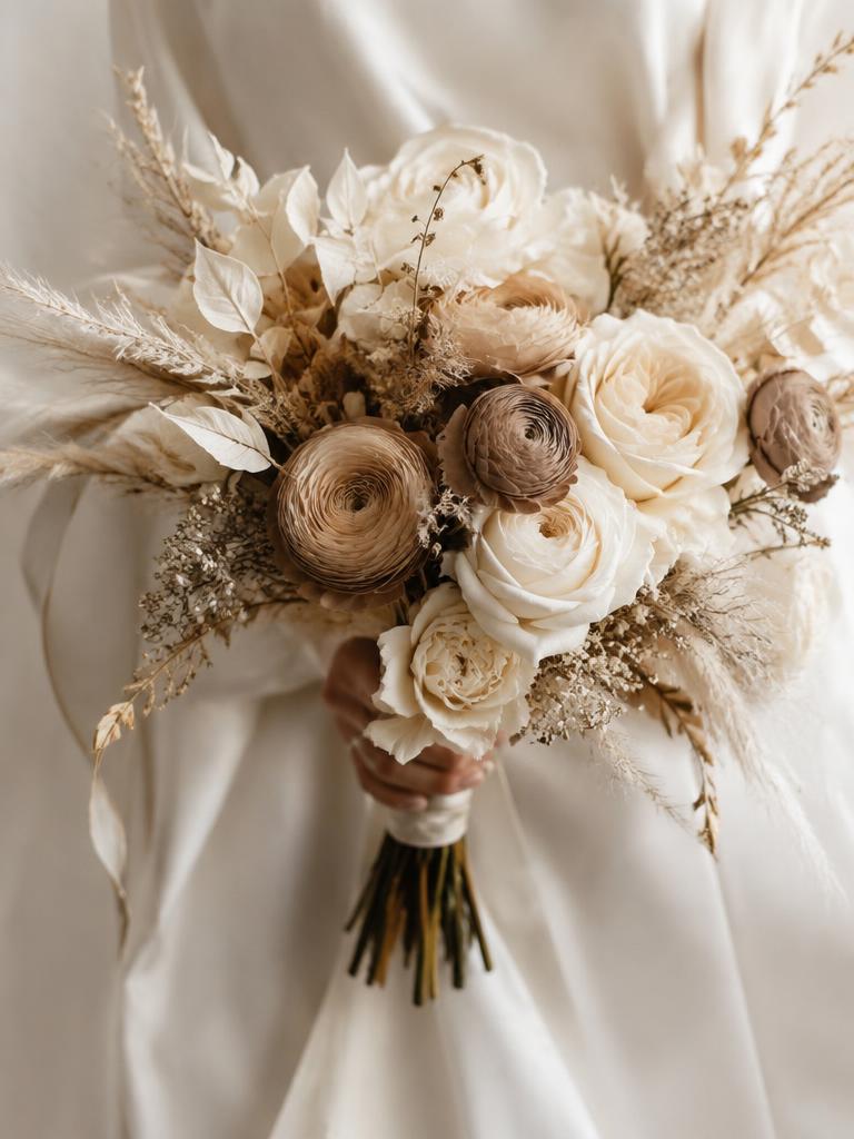 Cream & taupe bridal bouquet