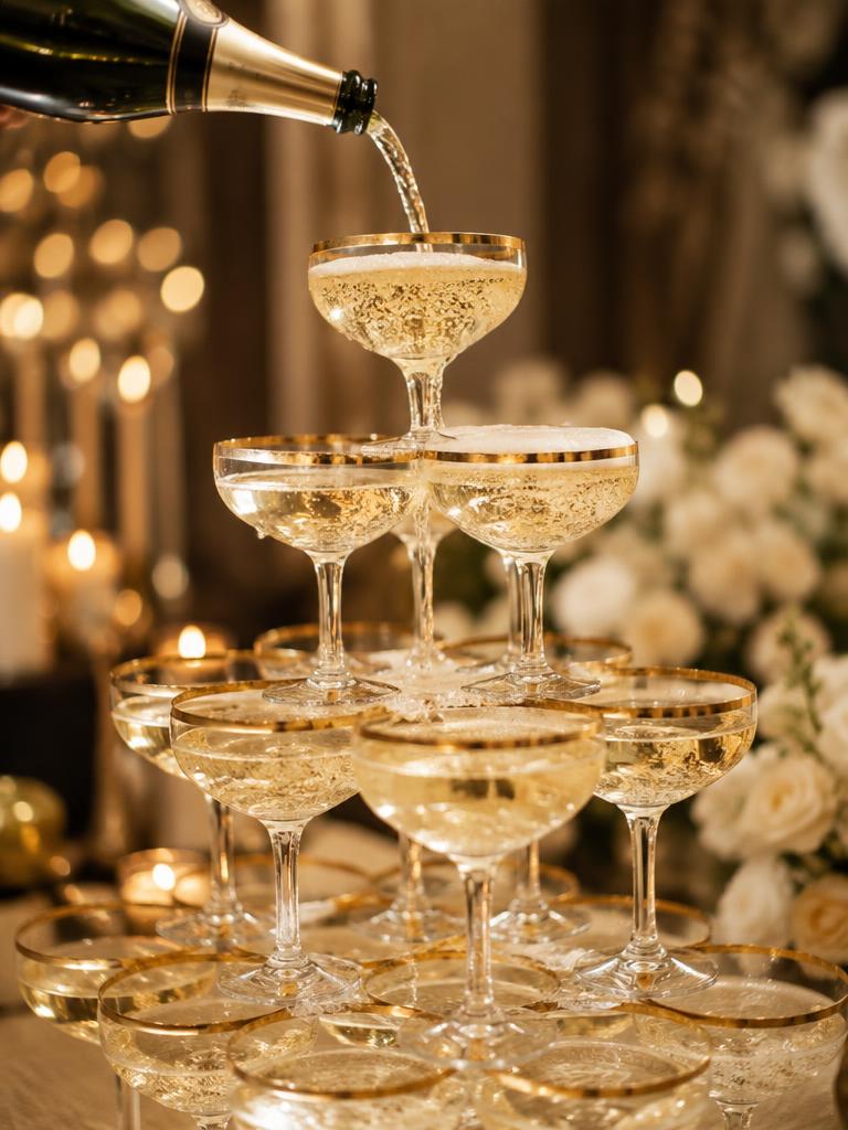 Champagne tower toast