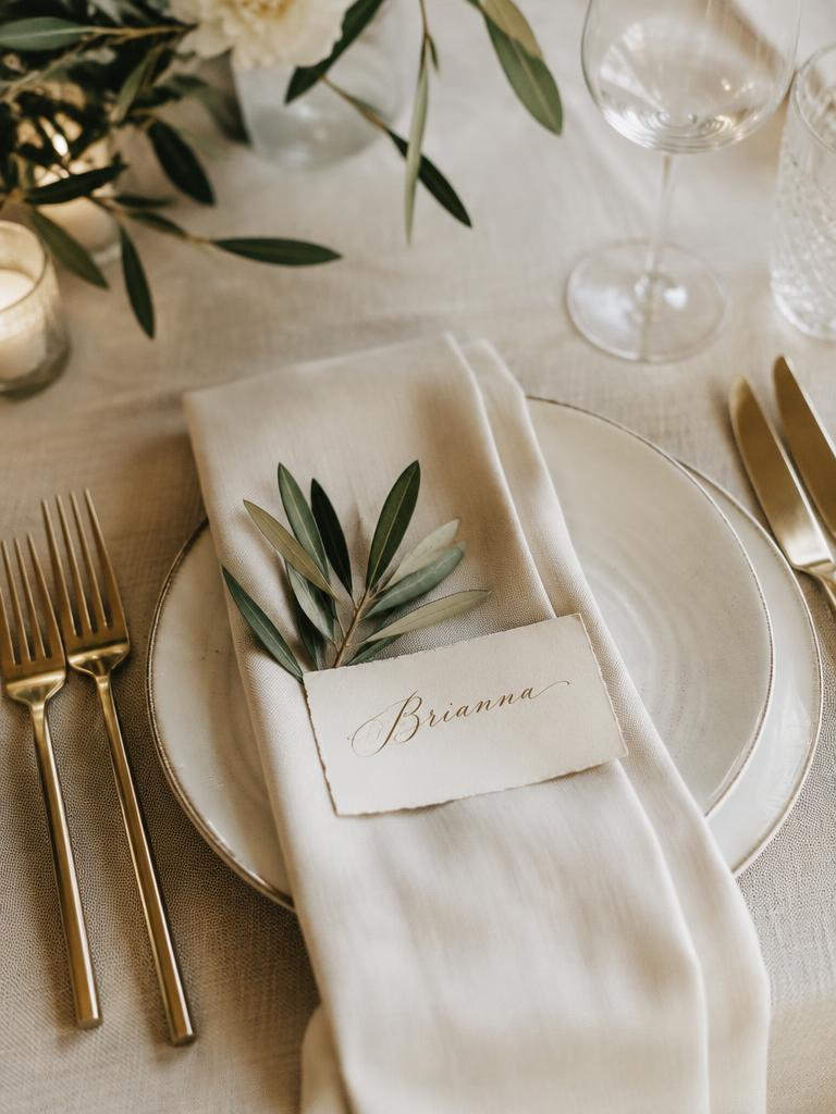 Gold & olive place setting
